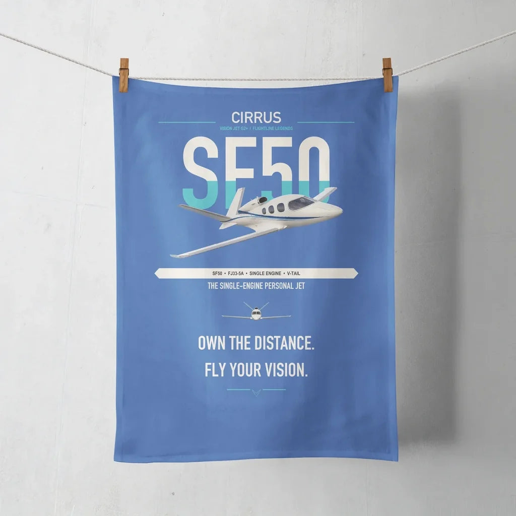 Cirrus Vision Jet G2+ design on blue towel