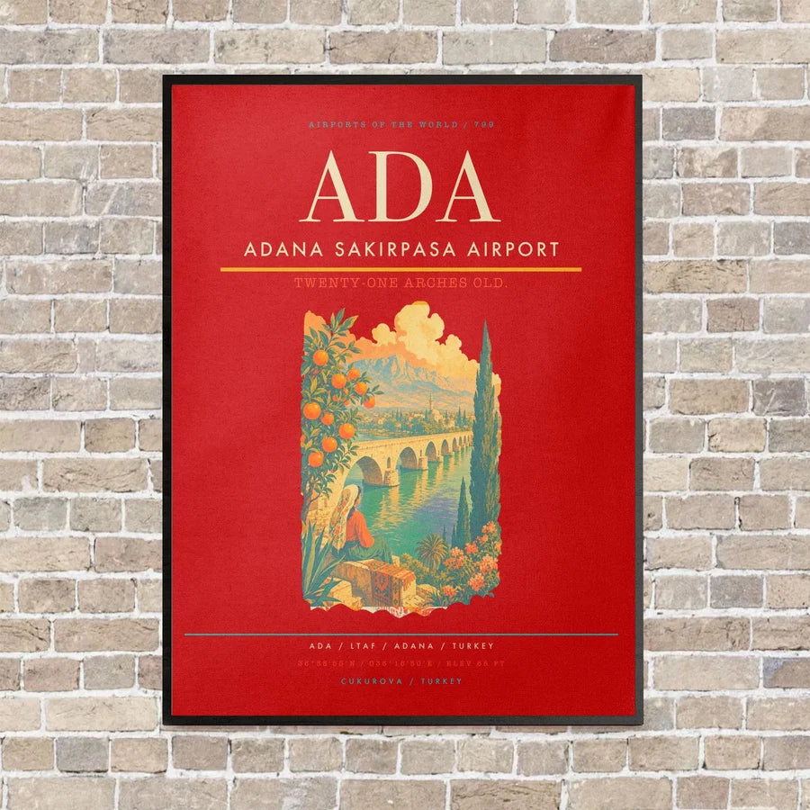 Adana Sakirpasa Airport ADA - Canvas Framed - Red