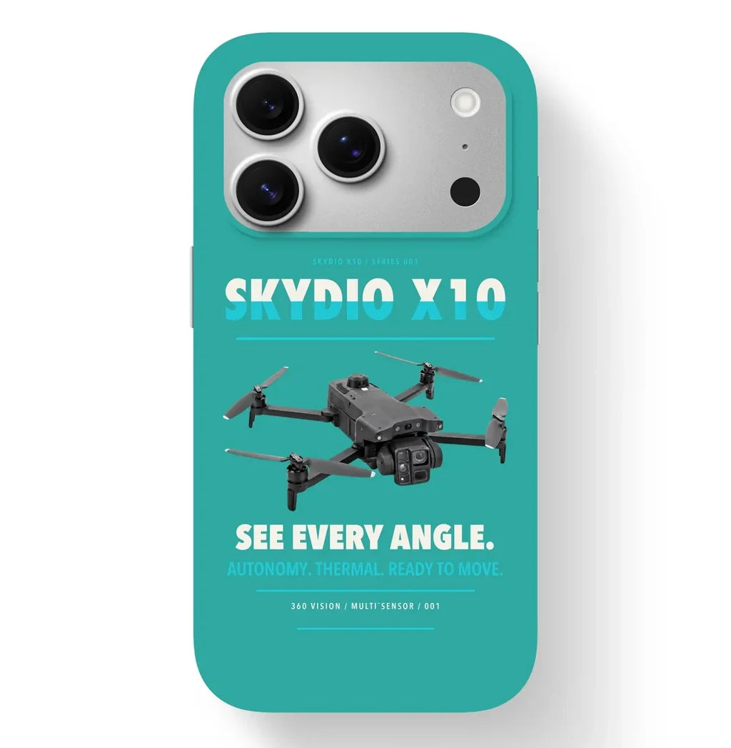 Skydio X10 Case design on turquoise iphone case