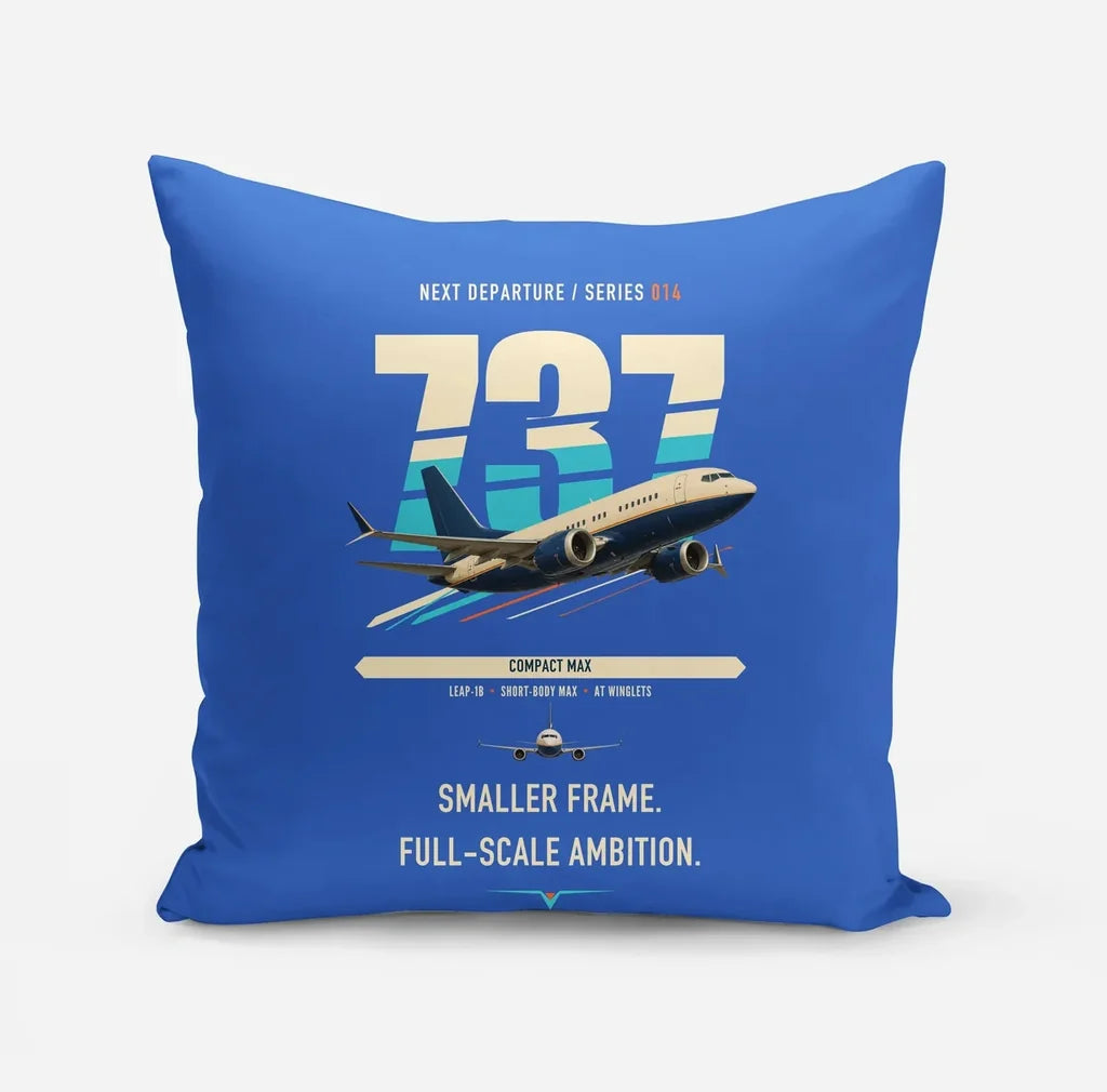 Boeing 737 MAX 7 design on blue pillow