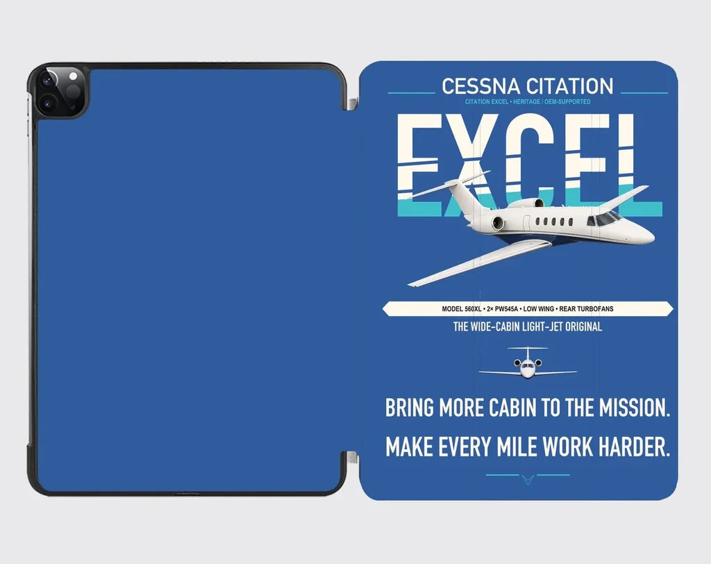 Cessna Citation Excel design on blue ipad tablet case