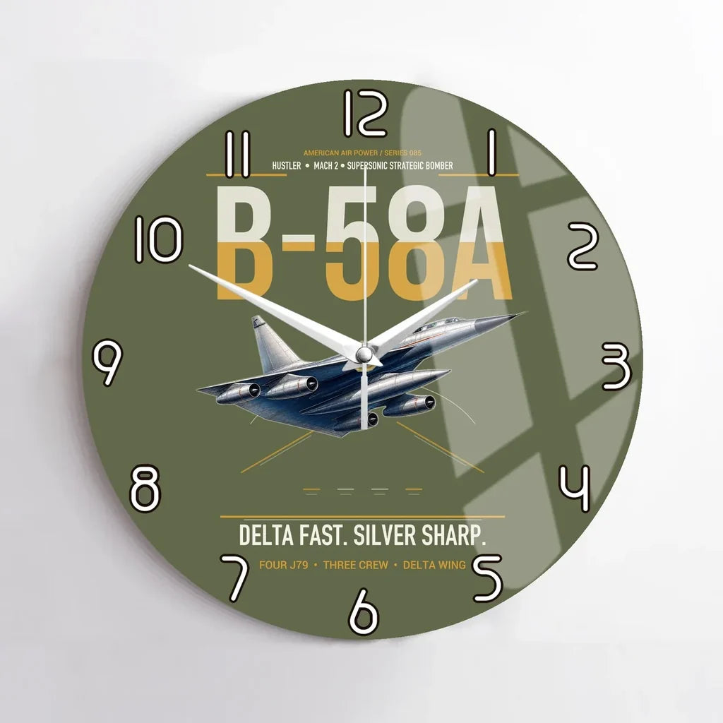B-58A Hustler design on green army no frame wall clock