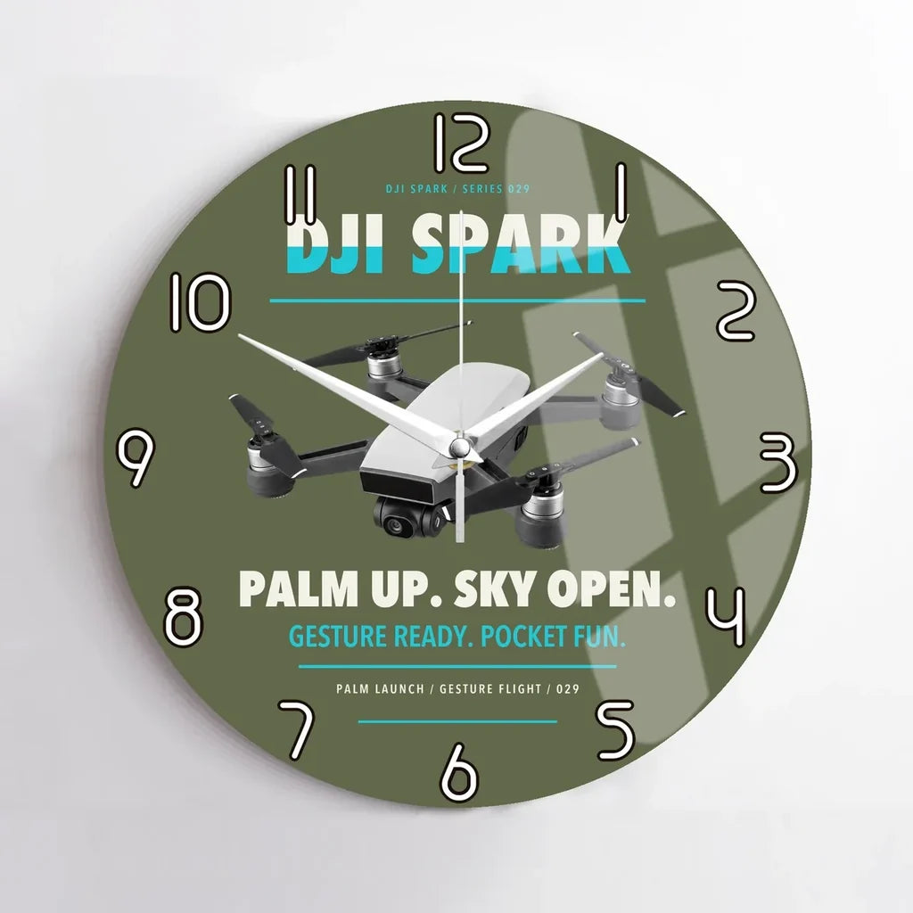 DJI Spark design on green army no frame wall clock