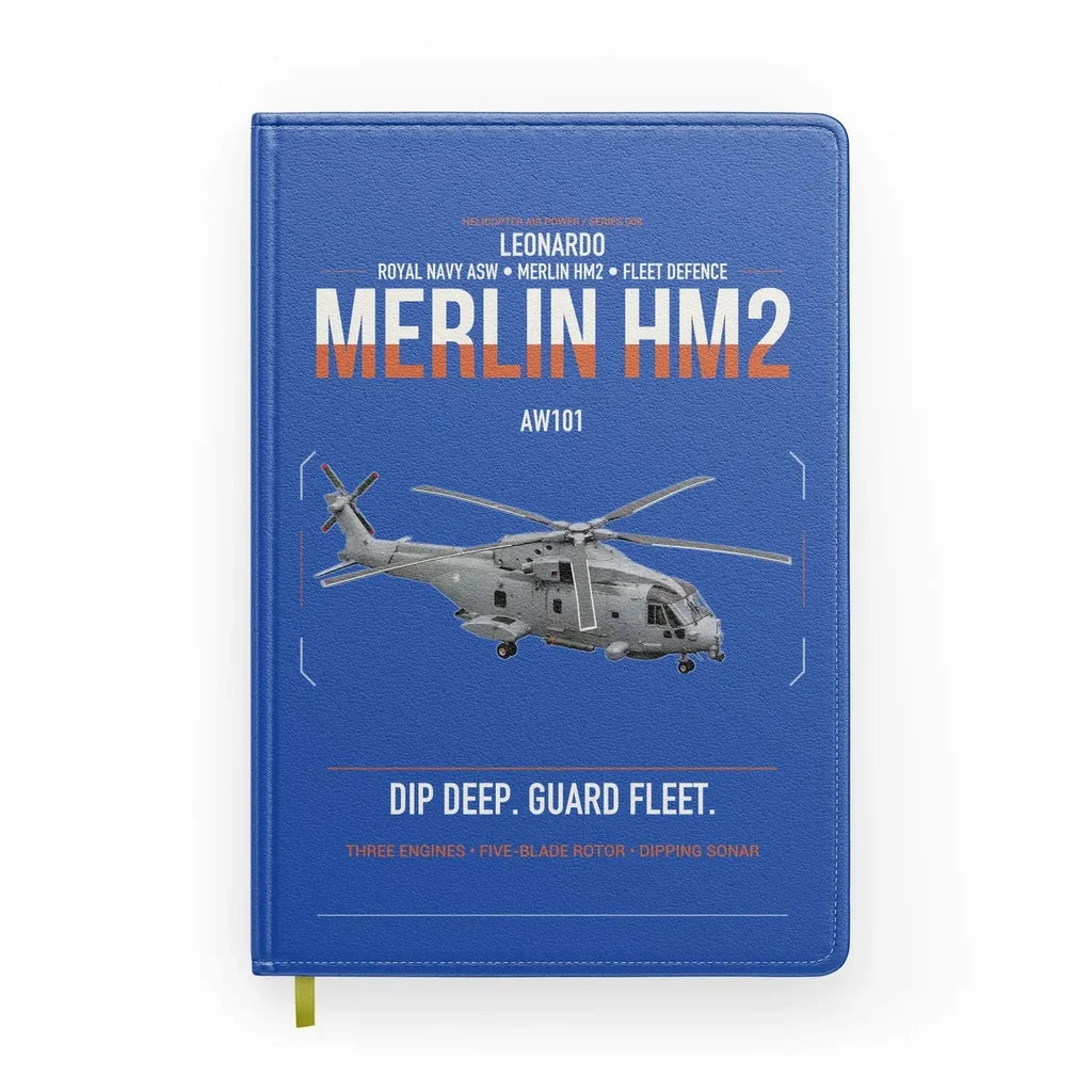 Leonardo AW101 Merlin HM2 design on blue notebook