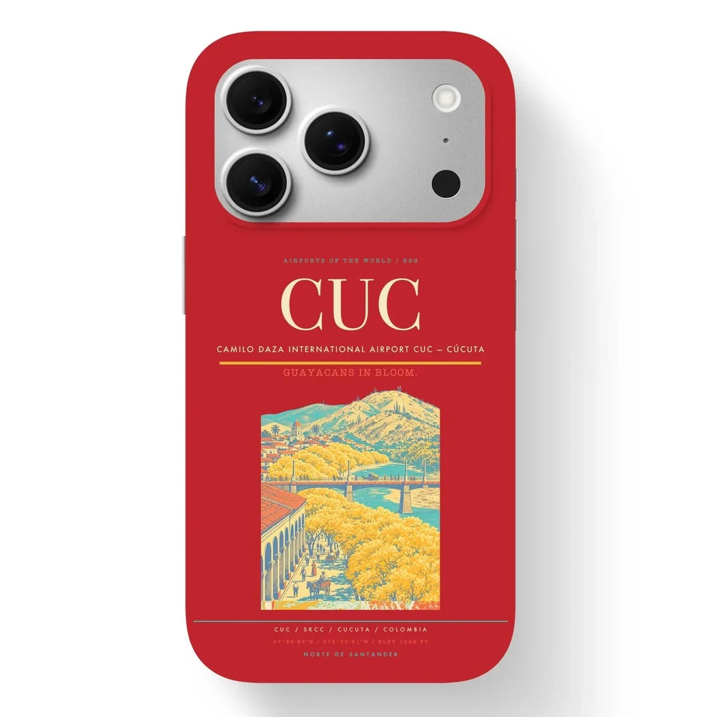 Cúcuta Airport (CUC) design on red iPhone 17 Pro MagSafe case