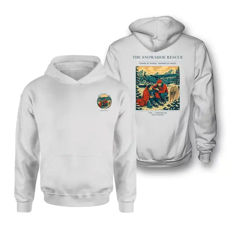 VINTAGE G4281 - The Snowshoe Rescue - Double-Side Hoodie design on white double side