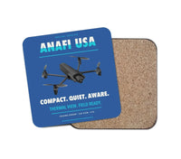 Thumbnail for Parrot ANAFI USA design on blue 1 piece coaster