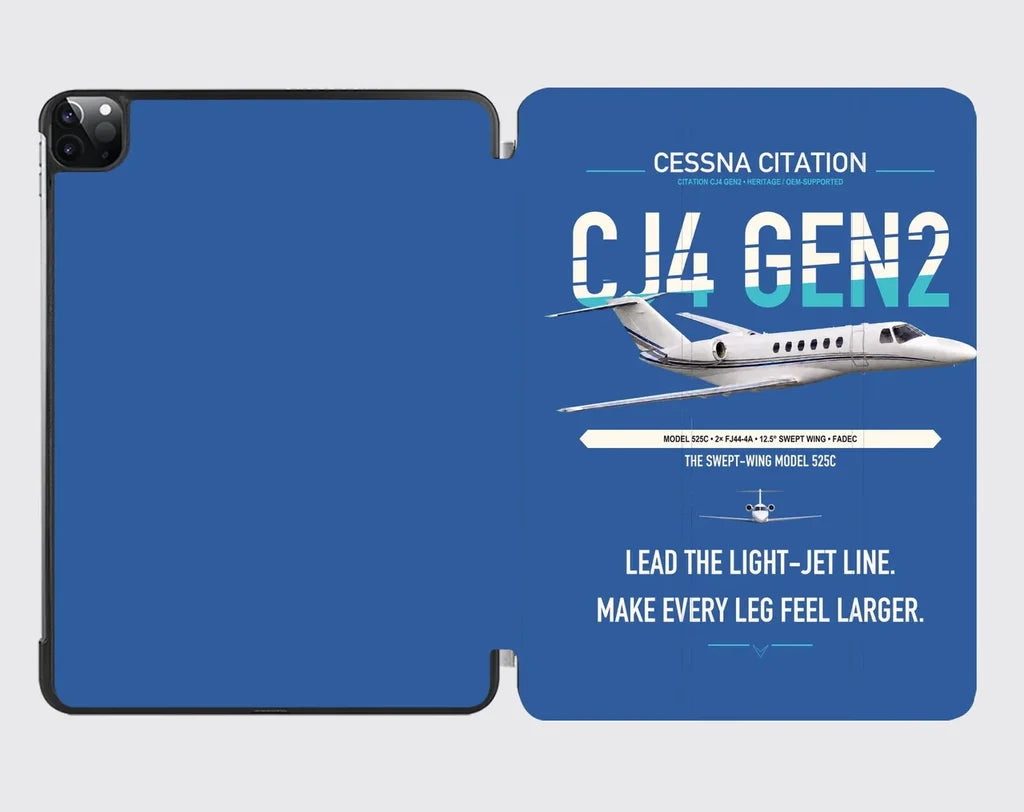 Cessna Citation CJ4 Gen2 design on blue ipad tablet case