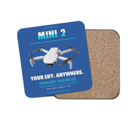 Thumbnail for DJI Mini 2 design on blue 1 piece coaster