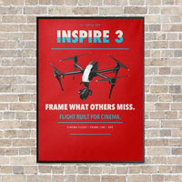 Thumbnail for DJI Inspire 3 vertical canvas print - framed - red background