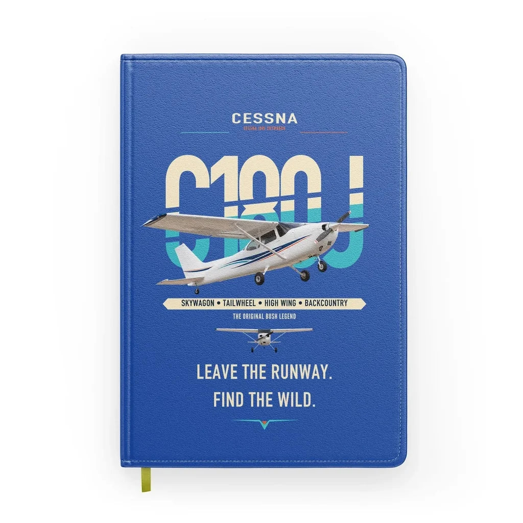 Cessna 180J Skywagon design on blue notebook