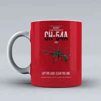 Thumbnail for Sikorsky CH-54A Tarhe design on red ceramic mug, double-side print