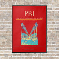 Thumbnail for Palm Beach International Airport PBI vertical canvas print - framed - red background