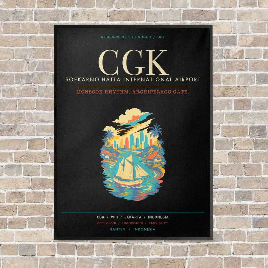 Jakarta Soekarno-Hatta International Airport CGK - Canvas Framed - Black