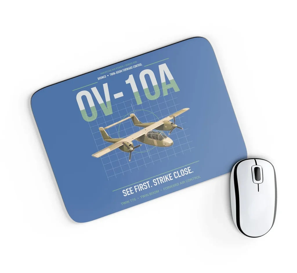 OV-10A Bronco design on blue rectangle mouse pad