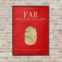 Thumbnail for Hector International Airport FAR vertical canvas print - framed - red background