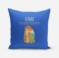 Thumbnail for Samos International Airport (SMI) design on blue pillow