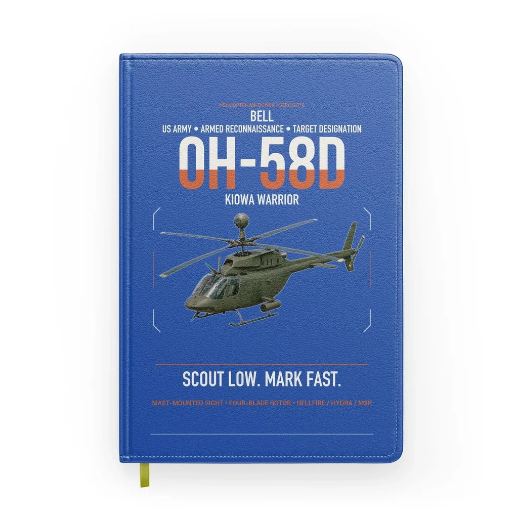 Bell OH-58D Kiowa Warrior design on blue notebook