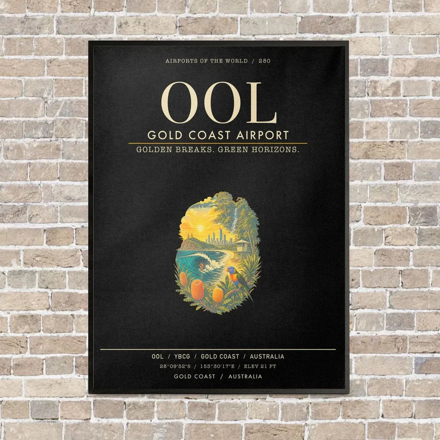 Gold Coast Airport OOL - Canvas Framed - Black