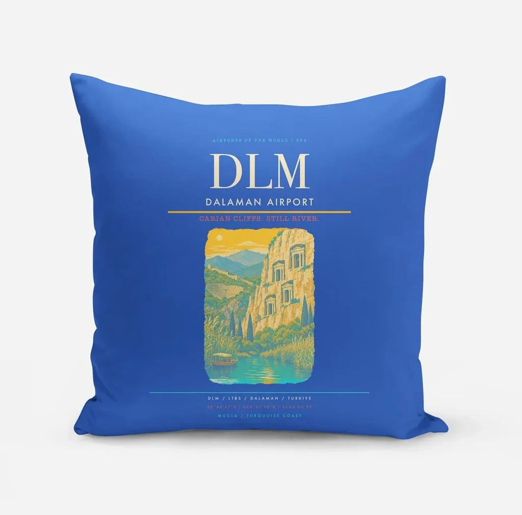 Dalaman Airport (DLM) design on blue pillow