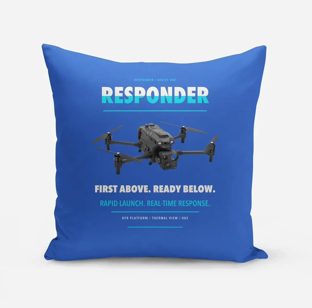 BRINC Responder design on blue pillow