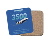 Thumbnail for Bombardier Challenger 3500 design on blue 1 piece coaster
