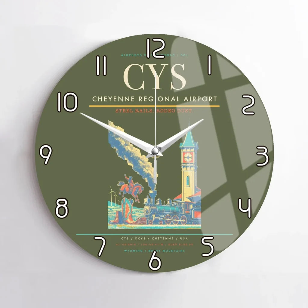 Cheyenne Regional Airport (CYS) design on green army no frame wall clock