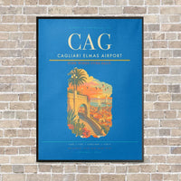 Thumbnail for Cagliari Elmas Airport CAG - Canvas Framed - Turquoise