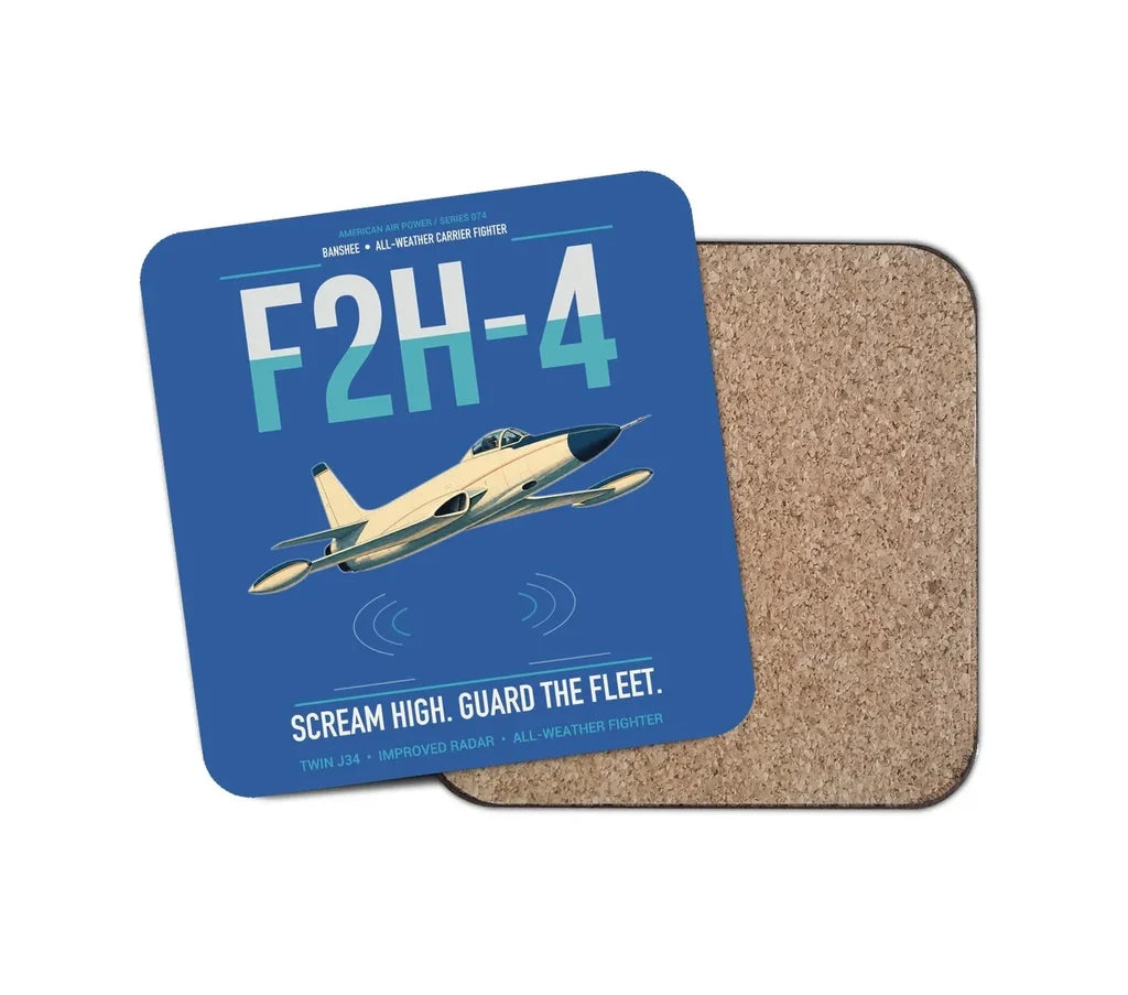 F2H-4 Banshee design on blue 1 piece coaster