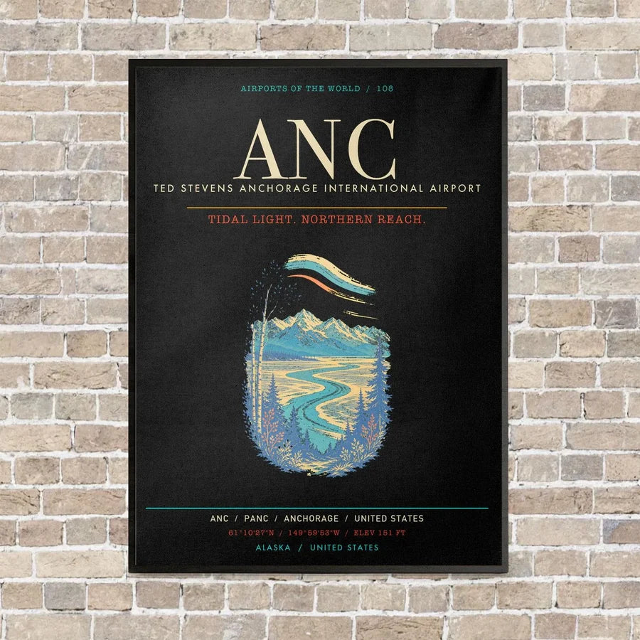 Ted Stevens Anchorage International Airport ANC - Canvas Framed - Black