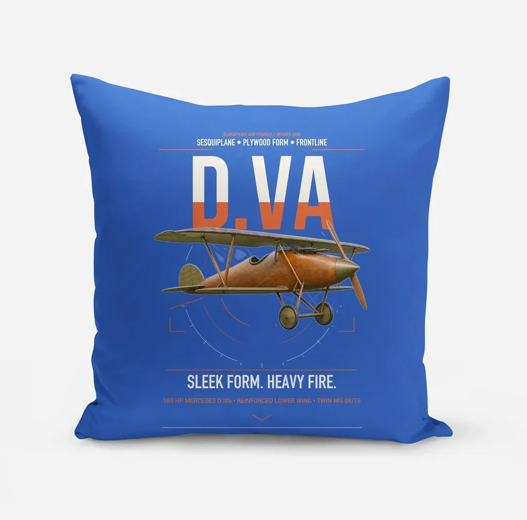 Albatros D.Va design on blue pillow