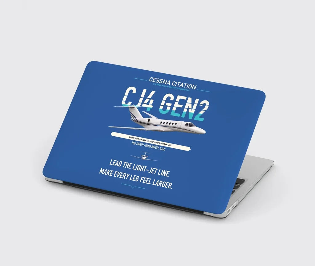 Cessna Citation CJ4 Gen2 design on blue MacBook case