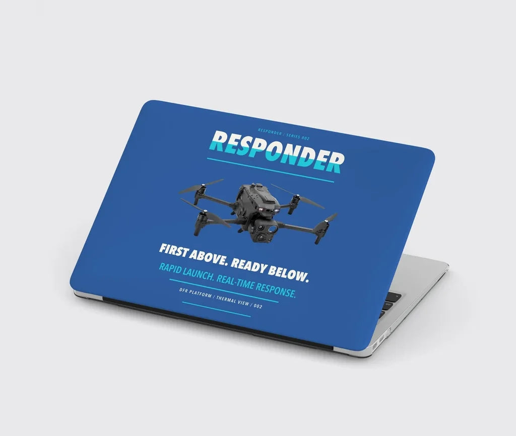 BRINC Responder design on blue MacBook case