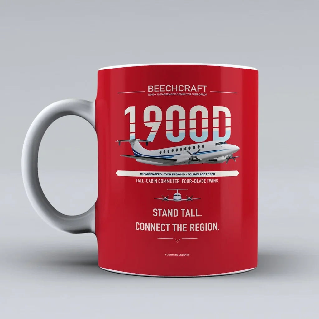 1900D Mug design on red beechcraft