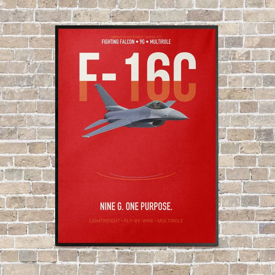 F-16C Fighting Falcon Nine G One Purpose vertical canvas print - framed - red background