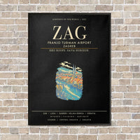 Thumbnail for Franjo Tuman Airport Zagreb ZAG - Canvas Framed - Black