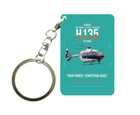 Thumbnail for Airbus H135 design on turquoise designed key chain, double-side print