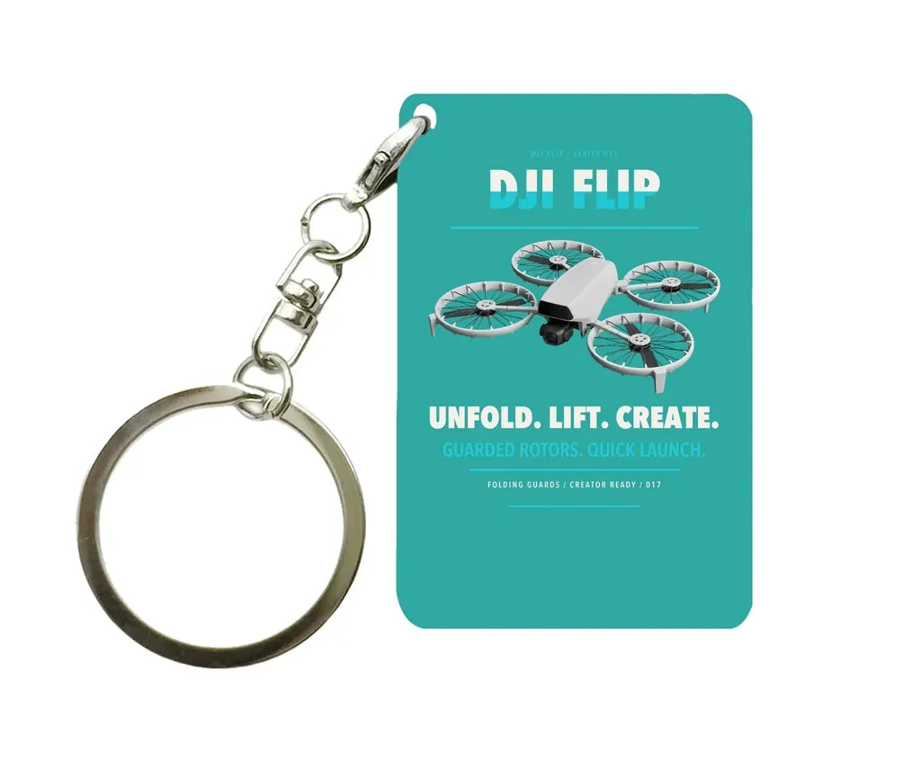 DJI Flip Key Chain design on turquoise key chain
