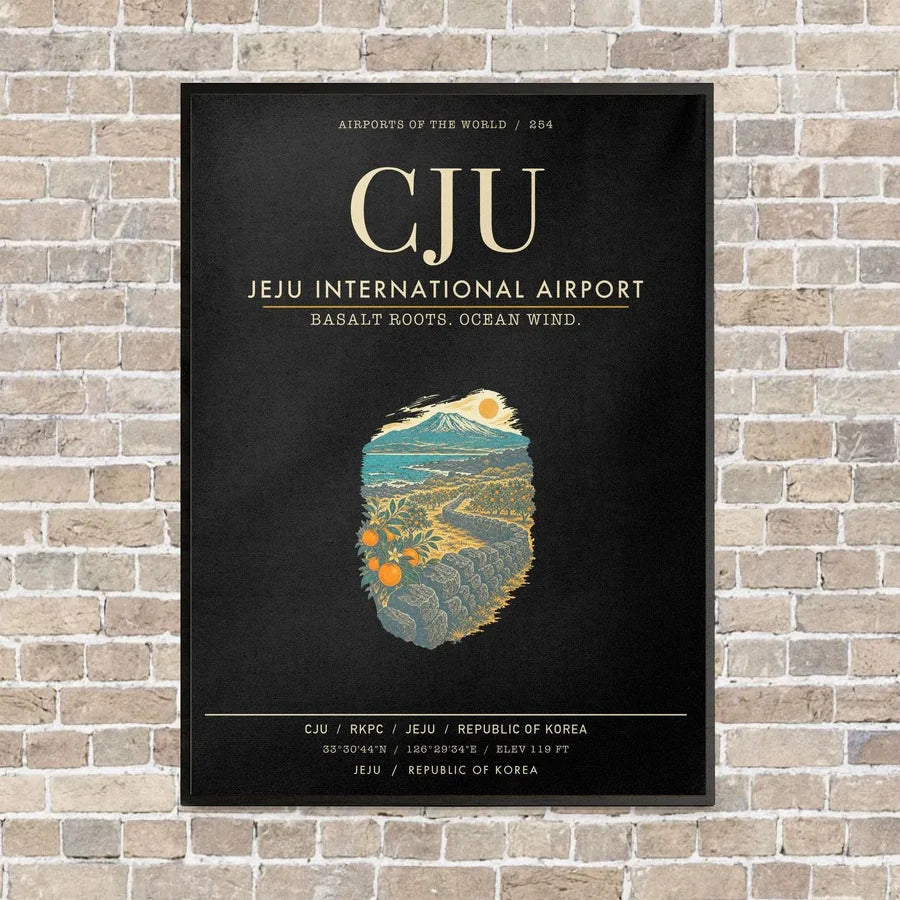 Jeju International Airport CJU - Canvas Framed - Black