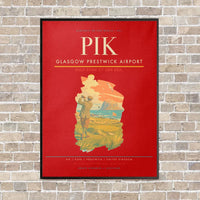Thumbnail for Glasgow Prestwick Airport PIK vertical canvas print - framed - red background