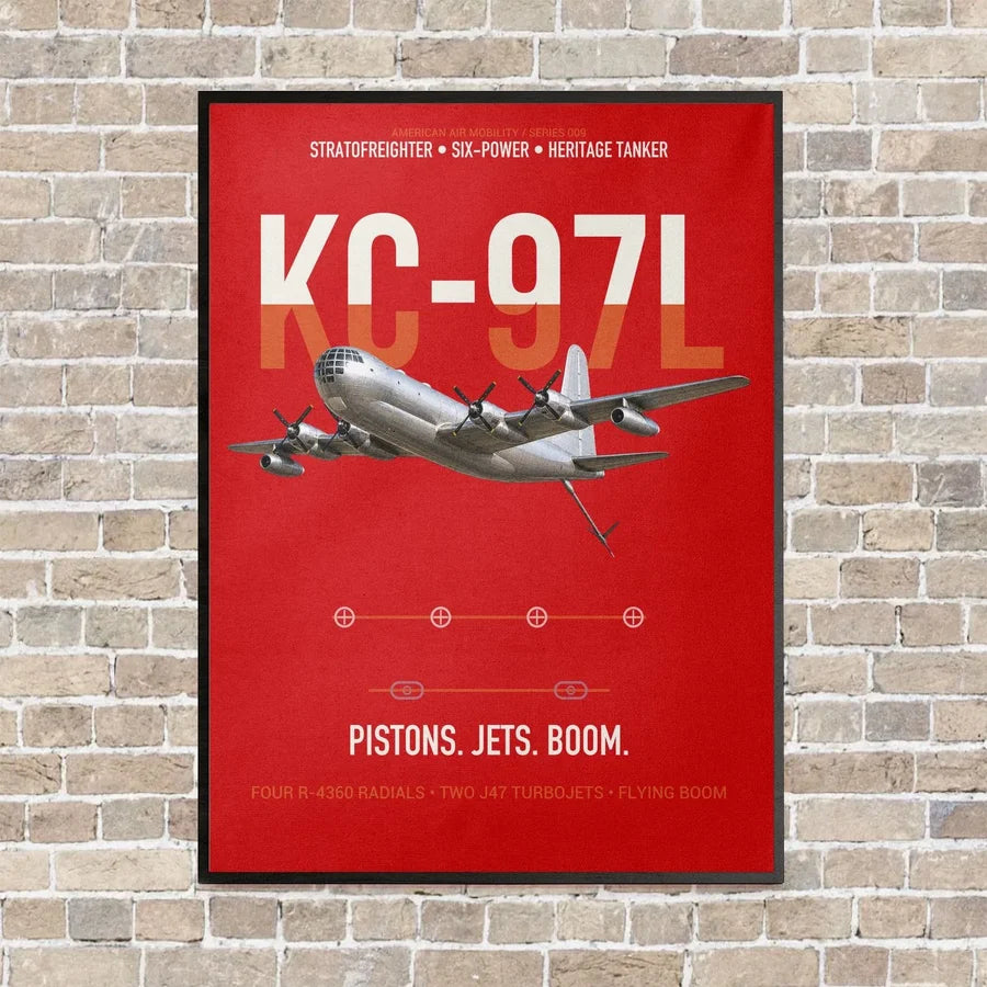 KC-97L STRATOFREIGHTER vertical canvas print - framed - red background