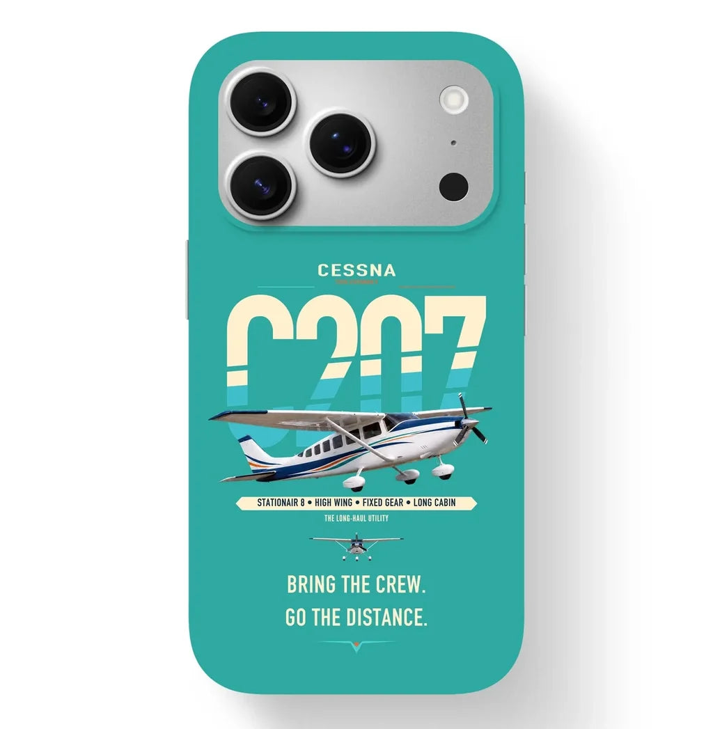 Cessna T207A Stationair 8 design on turquoise magsafe iphone case, for iPhone 17 Pro