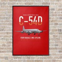 Thumbnail for C-54D Skymaster vertical canvas print - framed - red background