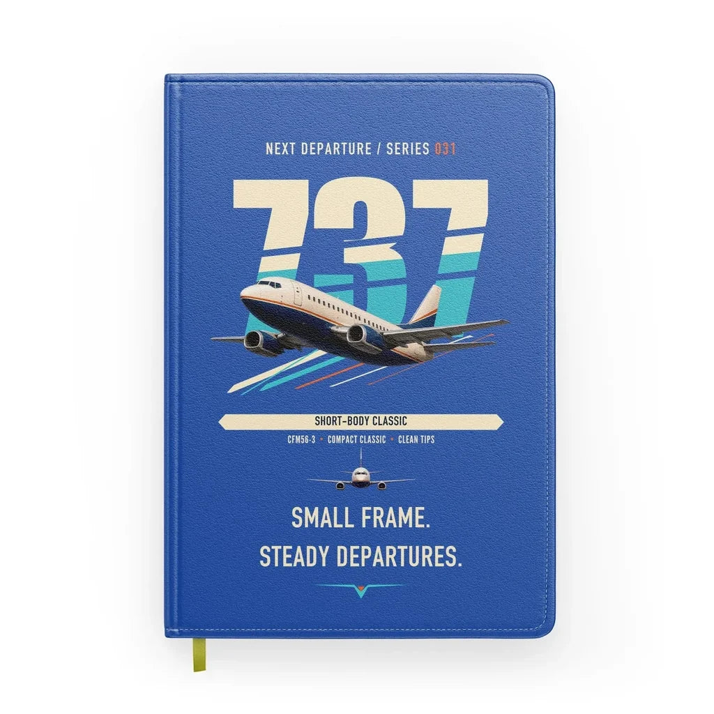 Boeing 737-500 Classic design on blue notebook