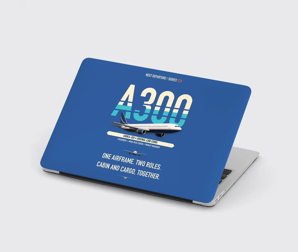Airbus A300C4-203 design on blue MacBook case