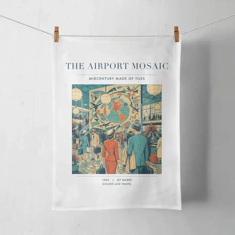 VINTAGE G4132 - The Airport Mosaic - Designed Towels design on white