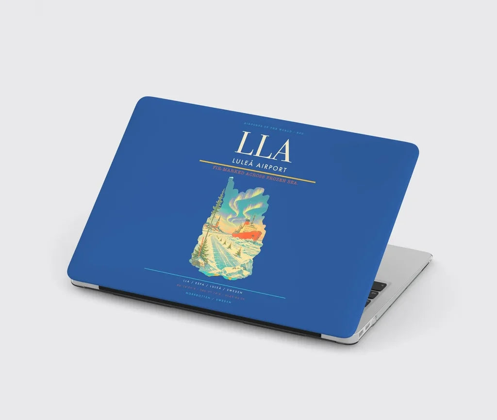 Luleå Airport (LLA) design on blue MacBook case