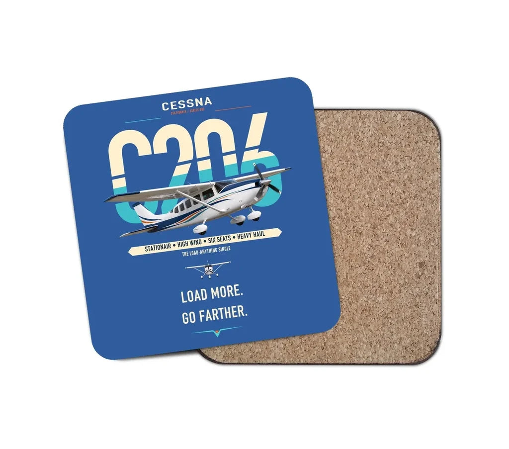 Cessna 206 Stationair design on blue 1 piece coaster