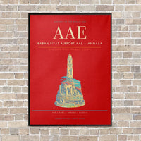 Thumbnail for Rabah Bitat Airport AAE — Annaba vertical canvas print - framed - red background