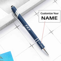 Thumbnail for Flat Colourful 757 touch pen - navy blue with name